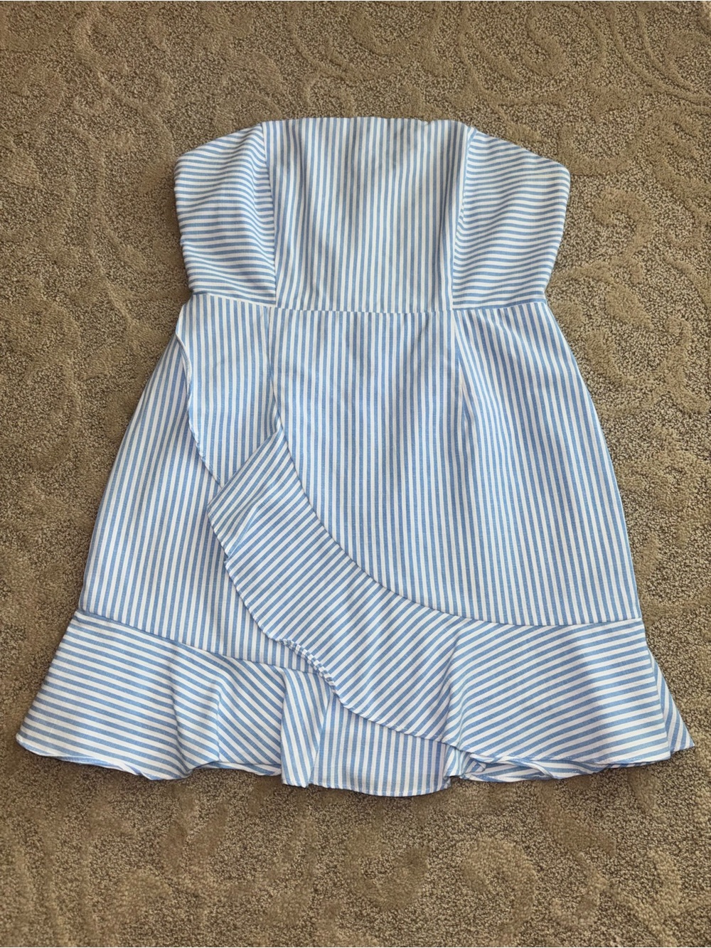 SUPERDOWN Light Blue Striped Ruffle Mini Dress - Picture 5 of 5